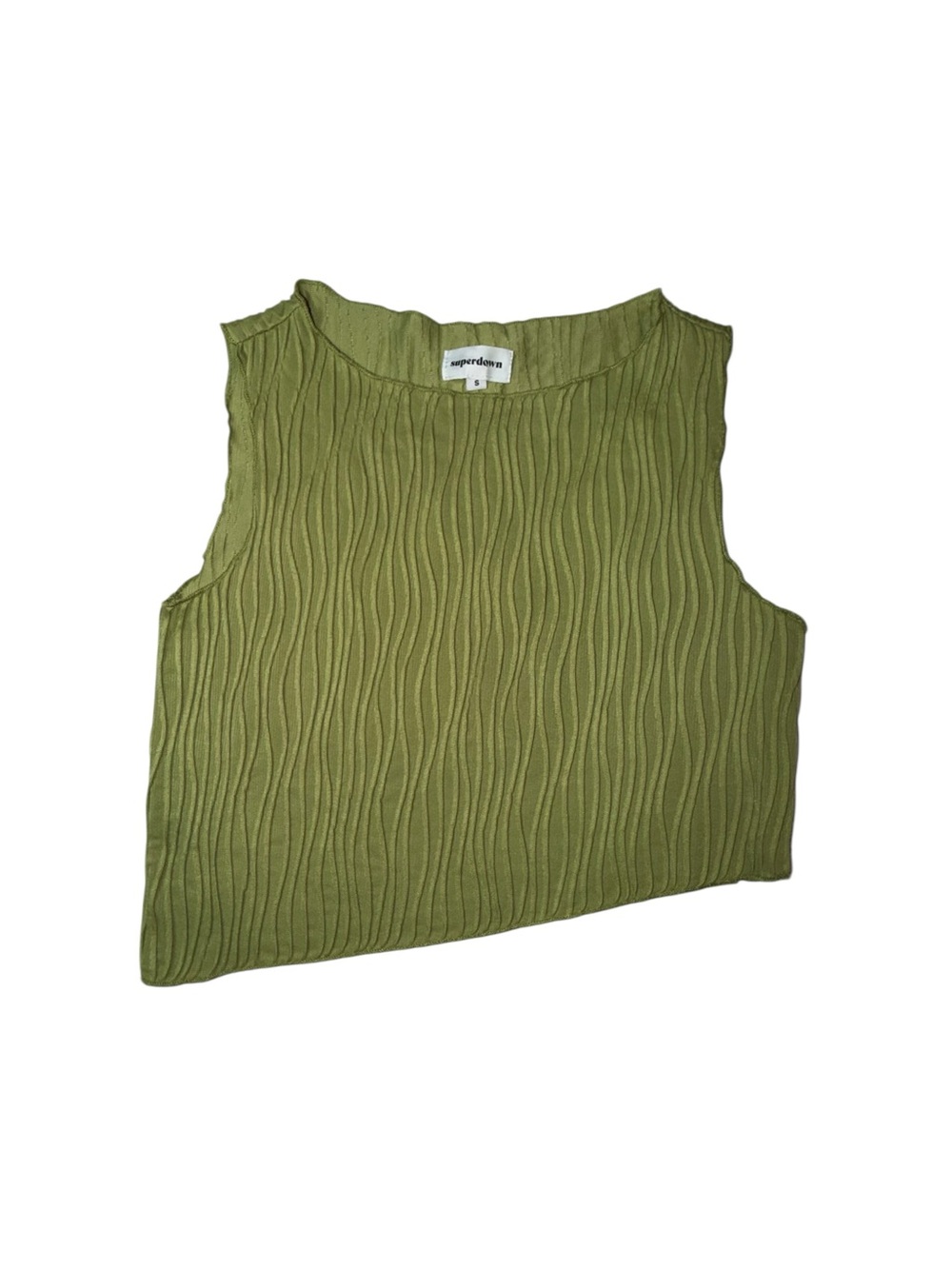 superdown Olive Wave-Textured Ribbed Tank